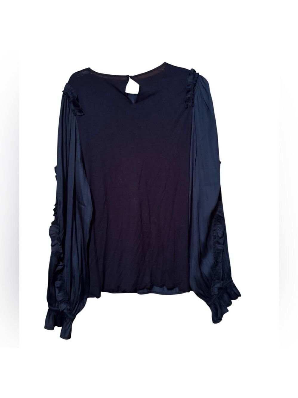 LOFT Midnight Blue Ruffle Shirt - Picture 3 of 4